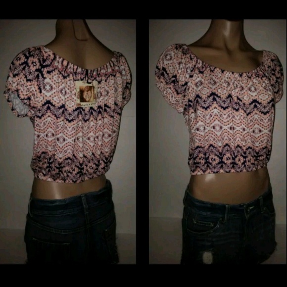 ABOUT A GIRL BELLY MIDRIFF OFF THE SHOULDER SHIRT - Picture 2 of 3